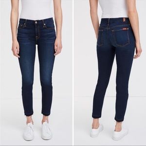 7 For All Mankind Jeans Size Women 30/30 Frayed Hem Dark Stretch Seven Mid Rise